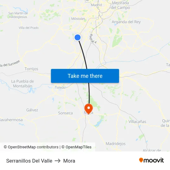 Serranillos Del Valle to Mora map