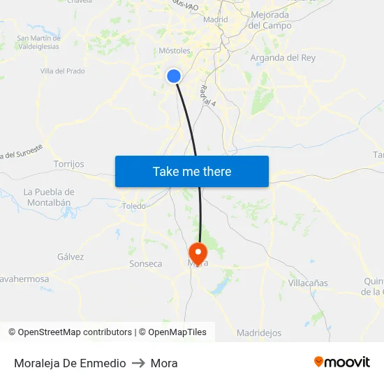 Moraleja De Enmedio to Mora map