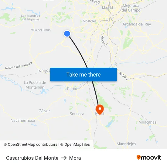 Casarrubios Del Monte to Mora map