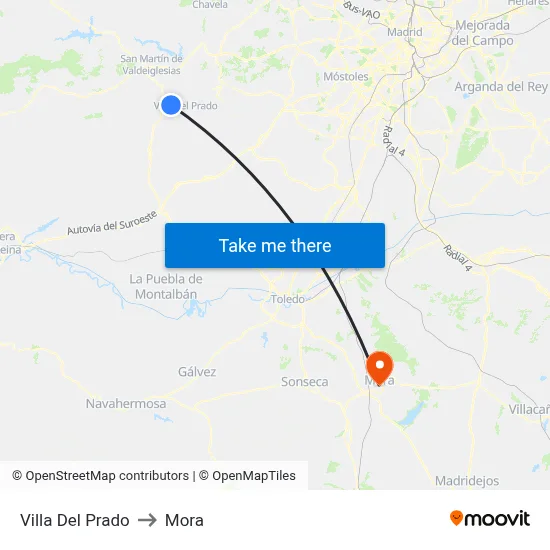 Villa Del Prado to Mora map
