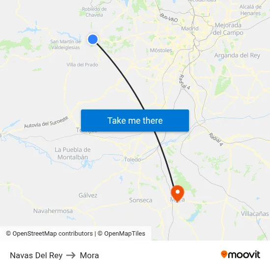 Navas Del Rey to Mora map