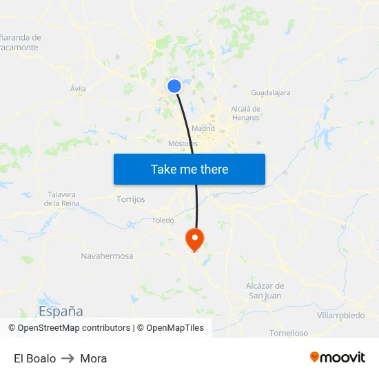El Boalo to Mora map
