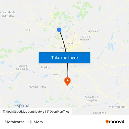 Moralzarzal to Mora map