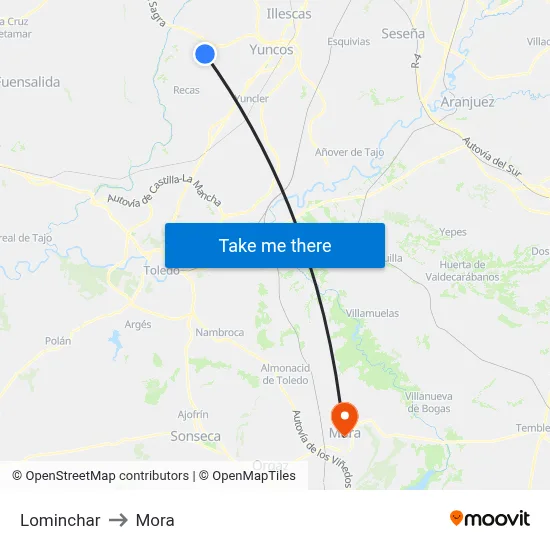 Lominchar to Mora map