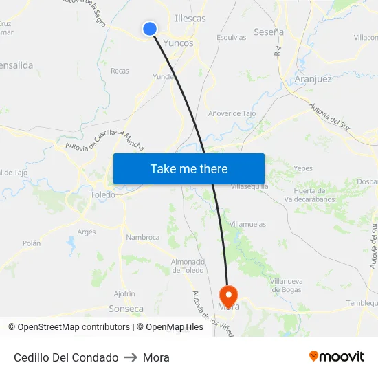Cedillo Del Condado to Mora map