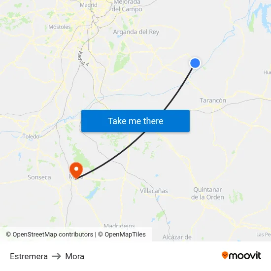 Estremera to Mora map
