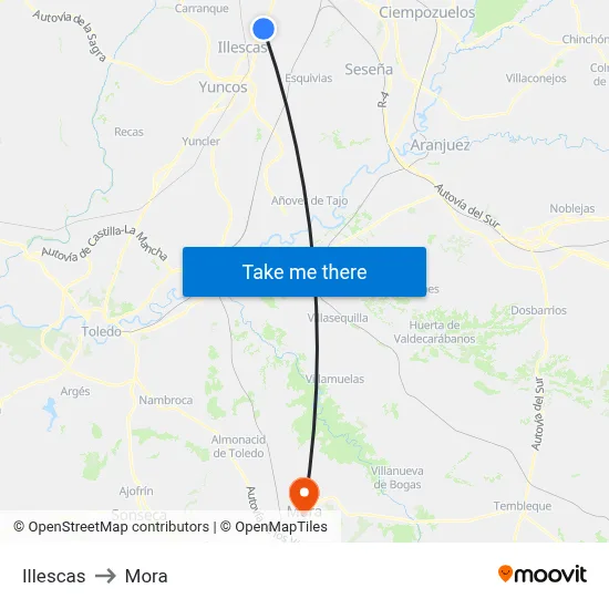 Illescas to Mora map