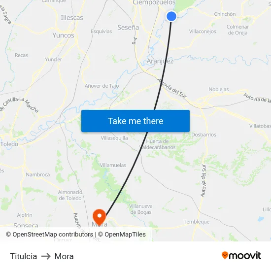 Titulcia to Mora map