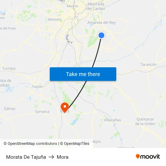 Morata De Tajuña to Mora map