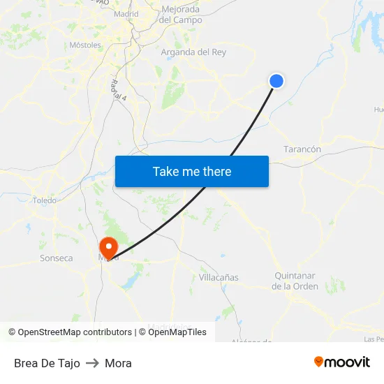 Brea De Tajo to Mora map