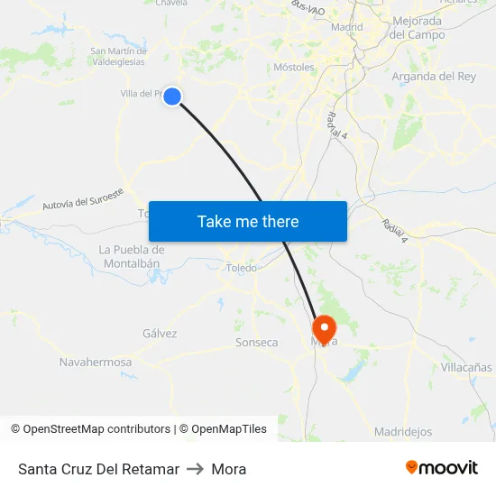 Santa Cruz Del Retamar to Mora map