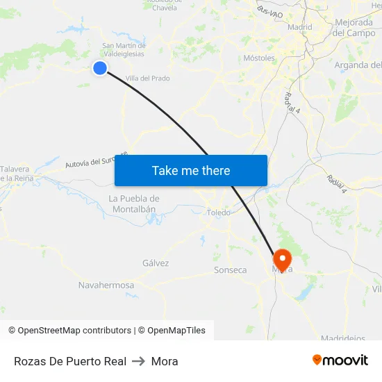 Rozas De Puerto Real to Mora map