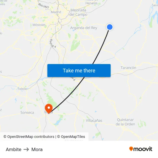 Ambite to Mora map