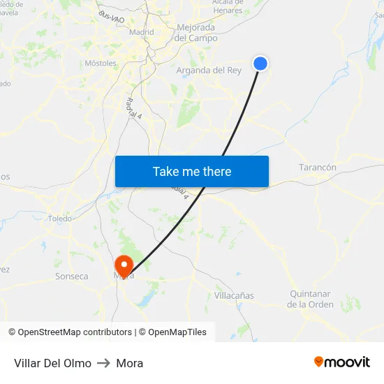 Villar Del Olmo to Mora map