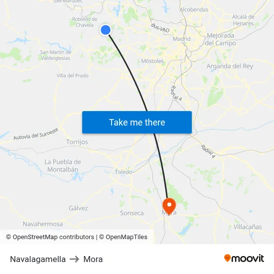 Navalagamella to Mora map