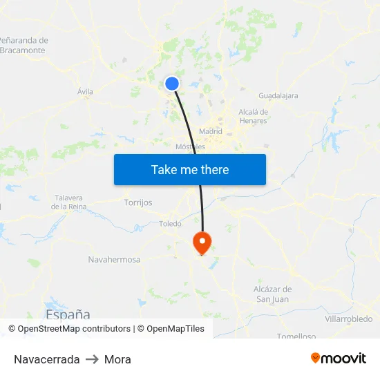 Navacerrada to Mora map