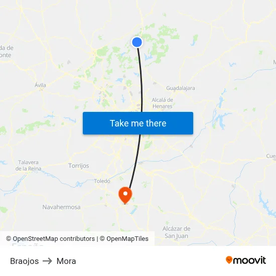 Braojos to Mora map