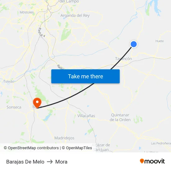 Barajas De Melo to Mora map