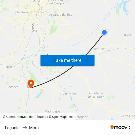 Leganiel to Mora map