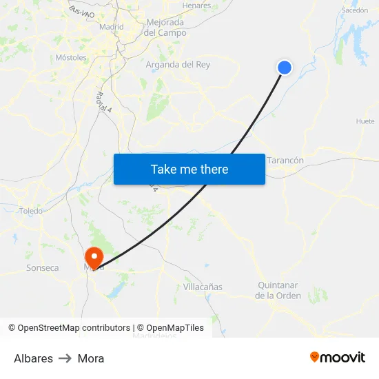 Albares to Mora map