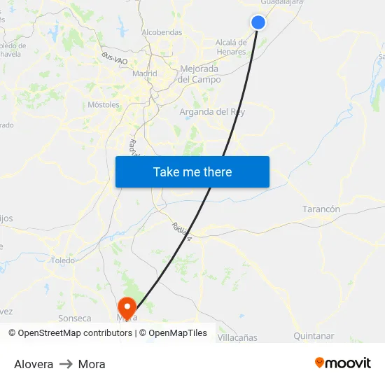 Alovera to Mora map