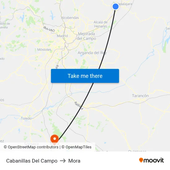 Cabanillas Del Campo to Mora map