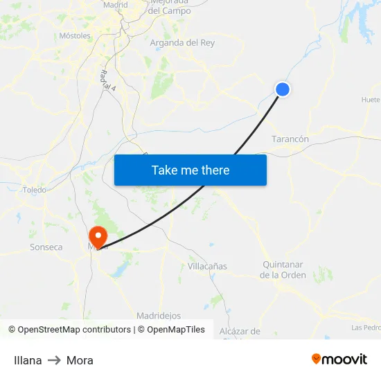 Illana to Mora map