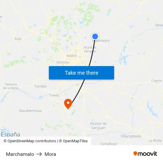Marchamalo to Mora map