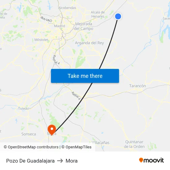 Pozo De Guadalajara to Mora map