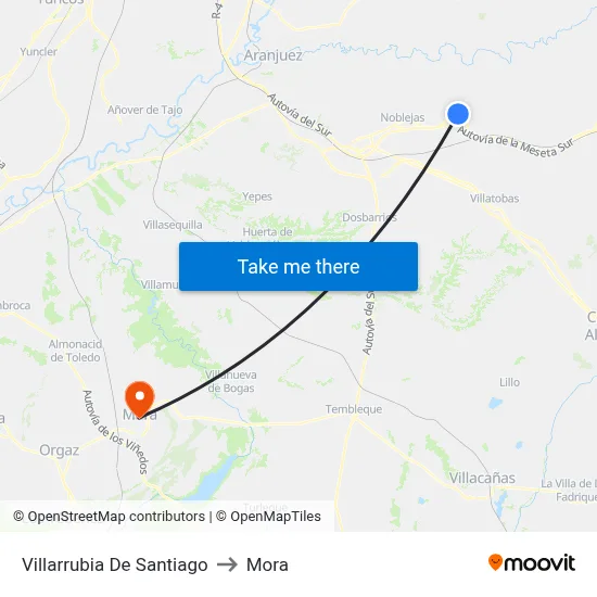 Villarrubia De Santiago to Mora map