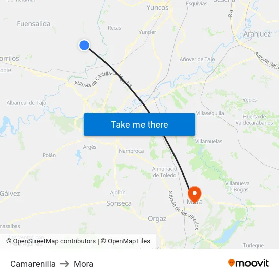 Camarenilla to Mora map