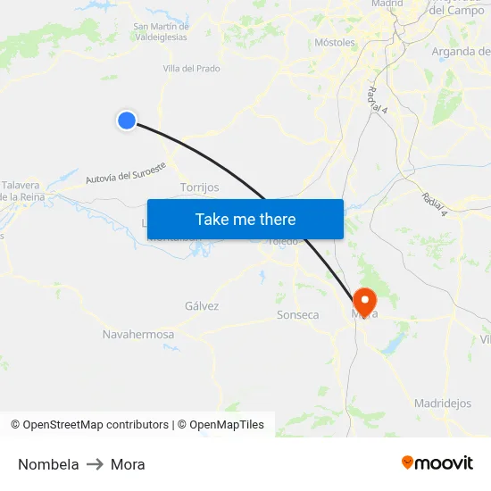 Nombela to Mora map