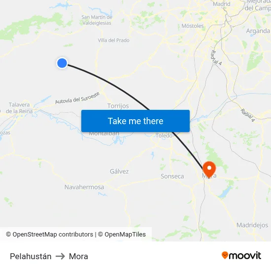 Pelahustán to Mora map