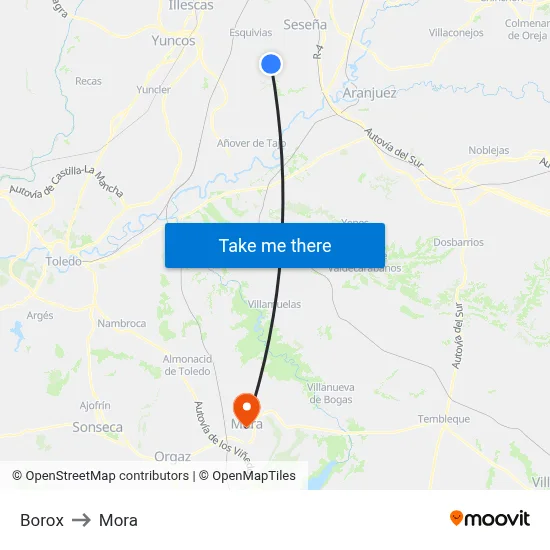 Borox to Mora map