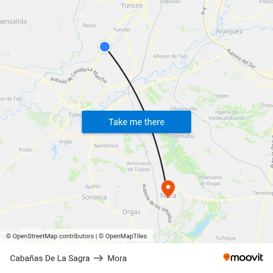 Cabañas De La Sagra to Mora map