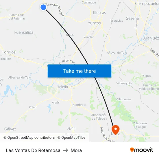 Las Ventas De Retamosa to Mora map