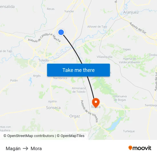 Magán to Mora map