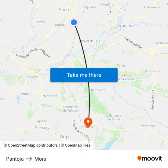 Pantoja to Mora map