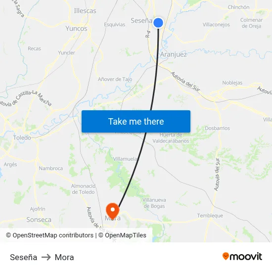 Seseña to Mora map