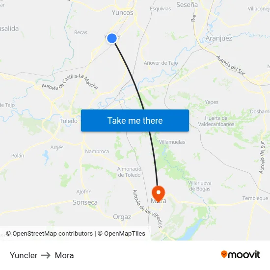 Yuncler to Mora map