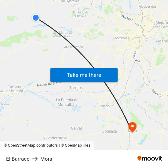 El Barraco to Mora map