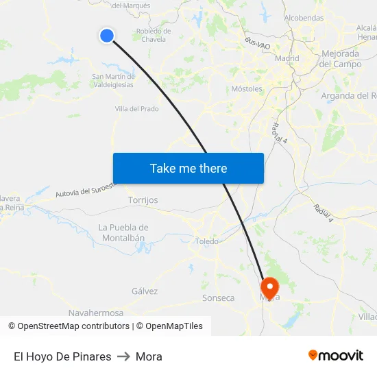 El Hoyo De Pinares to Mora map