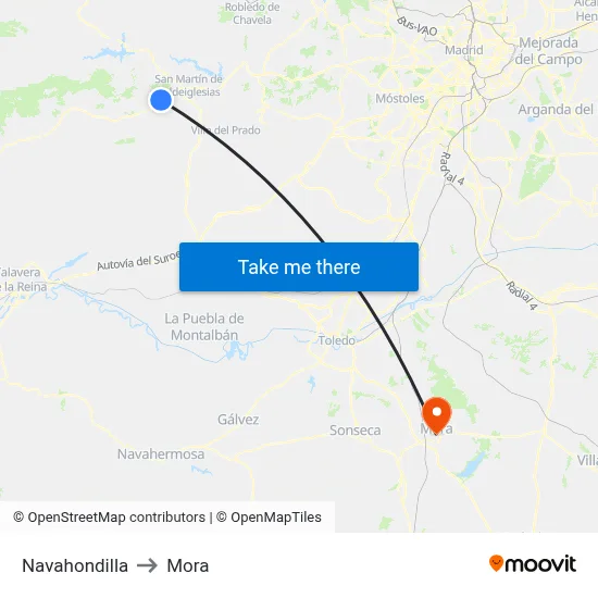 Navahondilla to Mora map