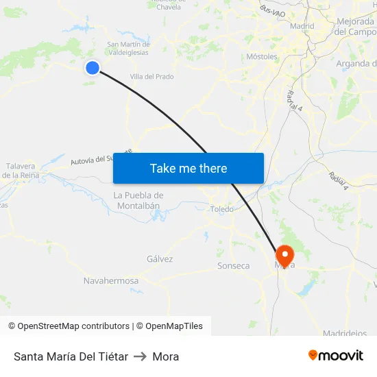 Santa María Del Tiétar to Mora map