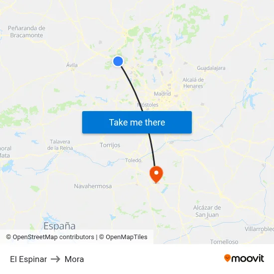 El Espinar to Mora map