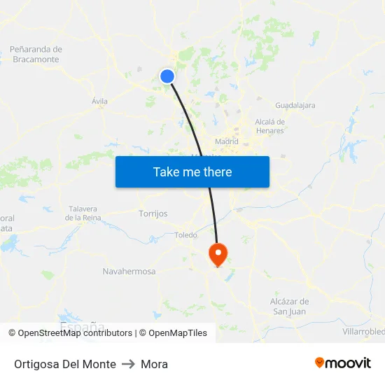 Ortigosa Del Monte to Mora map