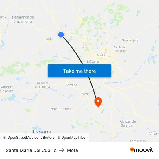 Santa María Del Cubillo to Mora map
