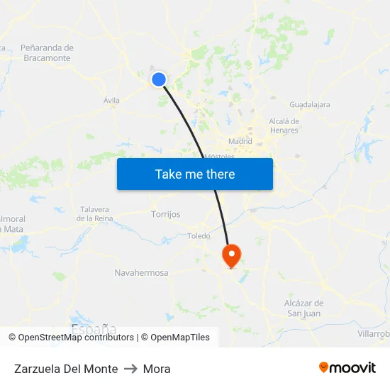 Zarzuela Del Monte to Mora map