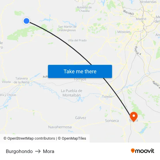 Burgohondo to Mora map
