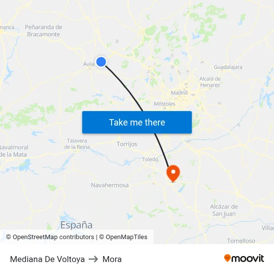 Mediana De Voltoya to Mora map